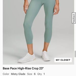 NWOT lululemon base pace 23 in